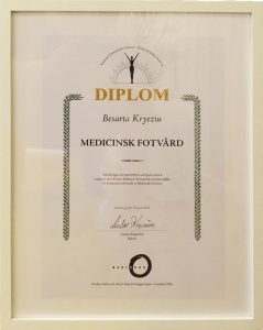 DIPLOM medicinsk fotvård Besarta Kryeziu